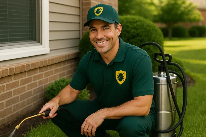 Professional pest control technician at work